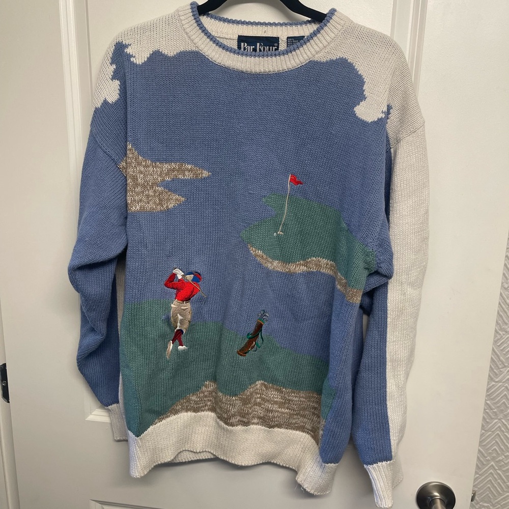 Vintage Par Four Golf Scene Sweater